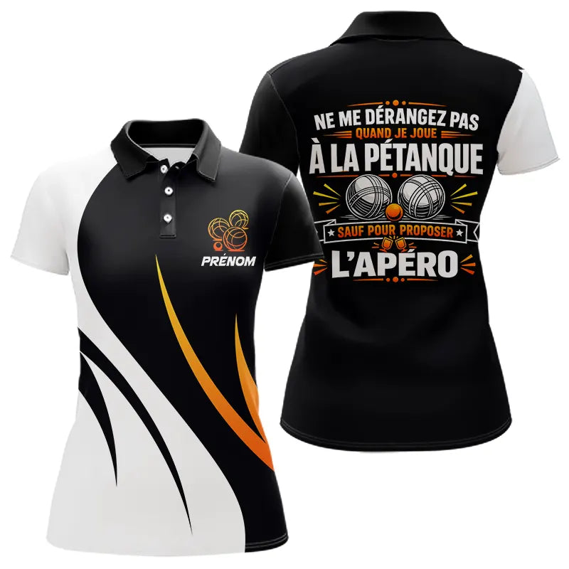 Polo Pétanque Apéro Personnalisé - Cadeau Joueur Orange - Polo Femme