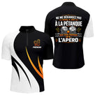 Polo Pétanque Apéro Personnalisé - Cadeau Joueur Orange - Polo Zippé Homme