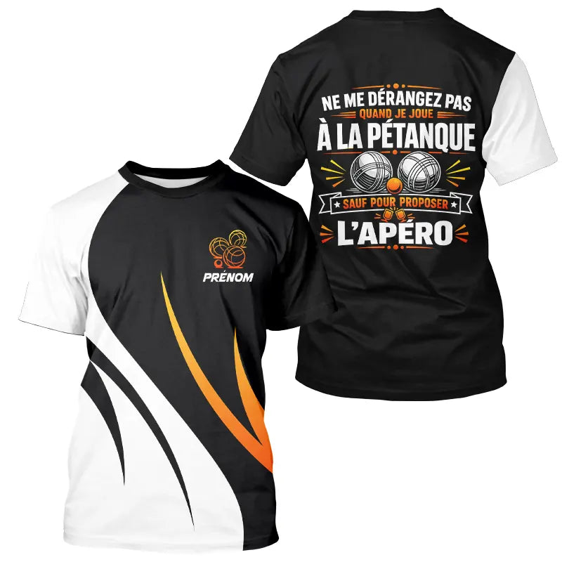 Polo Pétanque Apéro Personnalisé - Cadeau Joueur Orange - T-Shirt Homme
