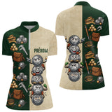 Polo Pétanque Balle Sourire Personnalisé - Vintage Vert et Beige - Polo Zippé Femme