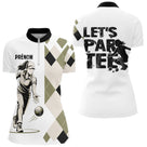 Polo Pétanque Beige & Blanc Personnalisé - Let's Par-Tee - Polo Zippé Femme