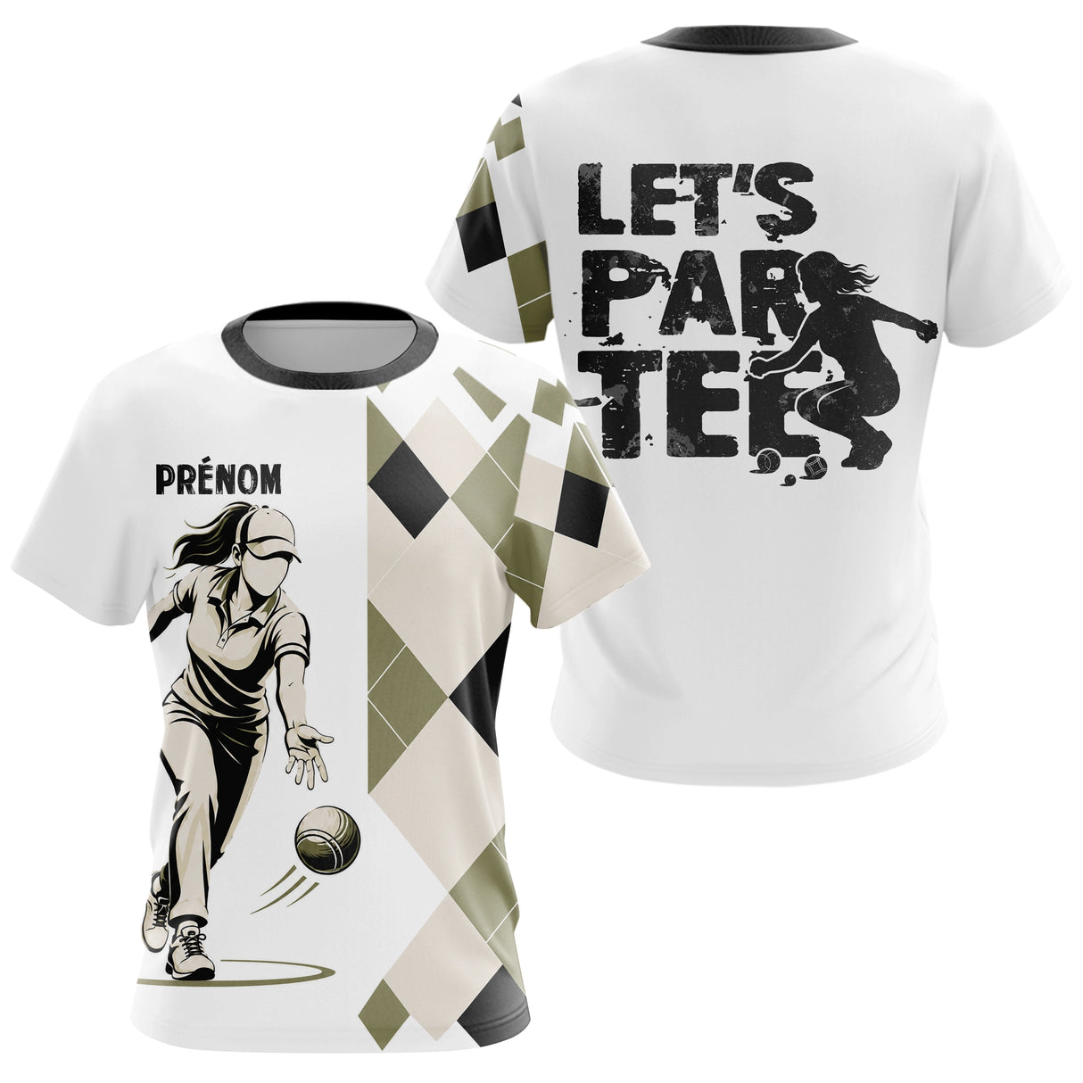 Polo Pétanque Beige & Blanc Personnalisé - Let's Par-Tee - T-Shirt Femme