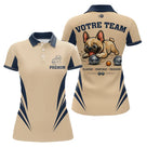 Polo Pétanque Beige & Bleu - Personnalisé Bouledogue Original - Polo Femme