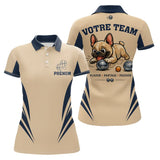 Polo Pétanque Beige & Bleu - Personnalisé Bouledogue Original - Polo Femme