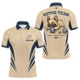 Polo Pétanque Beige & Bleu - Personnalisé Bouledogue Original - Polo Homme