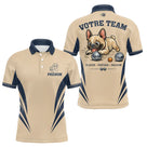 Polo Pétanque Beige & Bleu - Personnalisé Bouledogue Original - Polo Homme