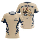 Polo Pétanque Beige & Bleu - Personnalisé Bouledogue Original - T-Shirt Femme