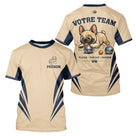 Polo Pétanque Beige & Bleu - Personnalisé Bouledogue Original - T-Shirt Homme