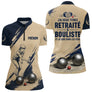 Polo Pétanque Beige Bleu - Style Retraité Personnalisé - Polo Zippé Femme