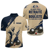 Polo Pétanque Beige Bleu - Style Retraité Personnalisé - Polo Zippé Homme