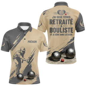 Polo Pétanque Beige Gris - Style Retraité Personnalisé - Polo Homme