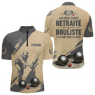 Polo Pétanque Beige Gris - Style Retraité Personnalisé - Polo Zippé Homme