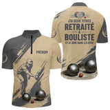 Polo Pétanque Beige Gris - Style Retraité Personnalisé - Polo Zippé Homme