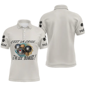 Polo Pétanque Beige Humour - "J'ai les Boules" Personalisé - Polo Homme