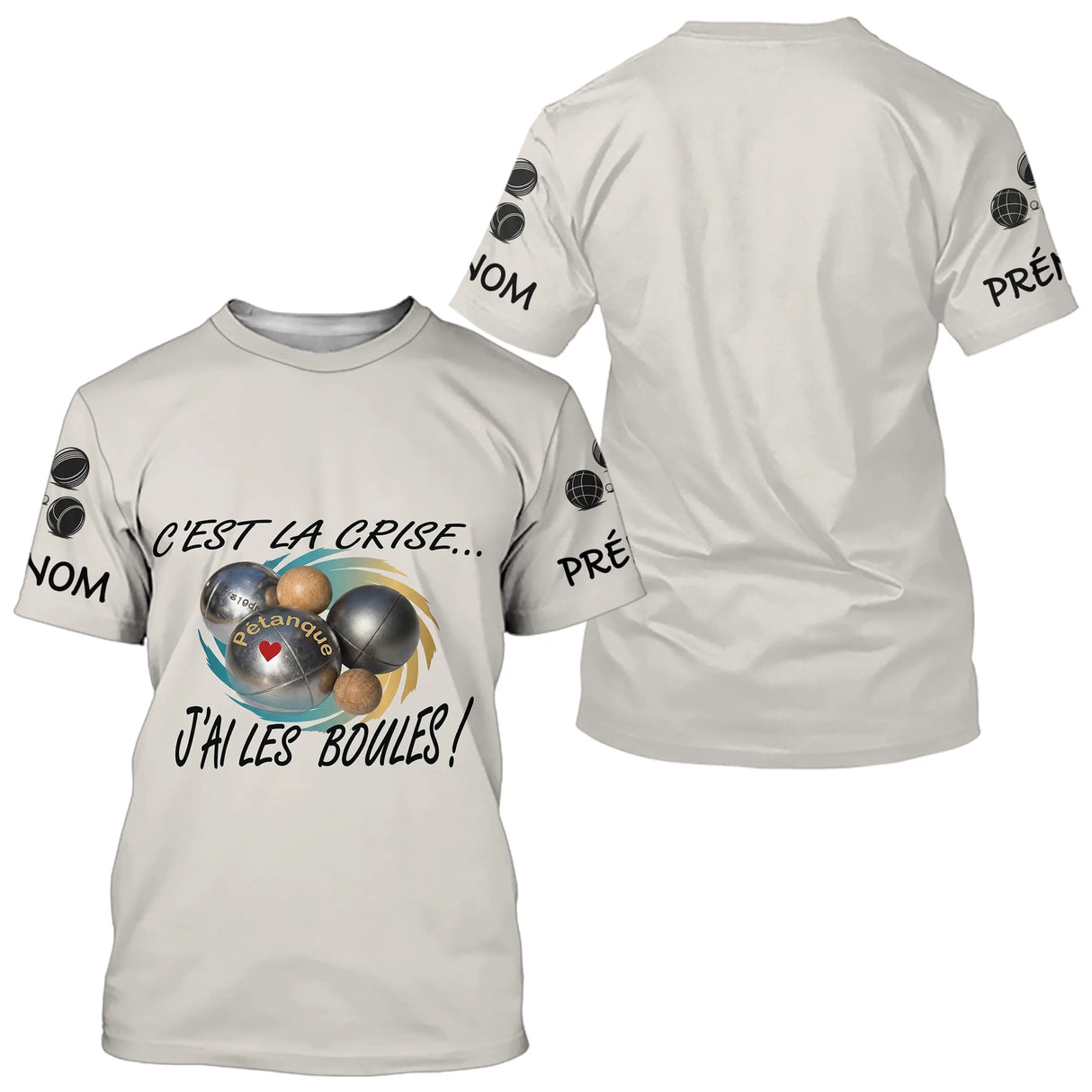 Polo Pétanque Beige Humour - "J'ai les Boules" Personalisé - T-Shirt Homme
