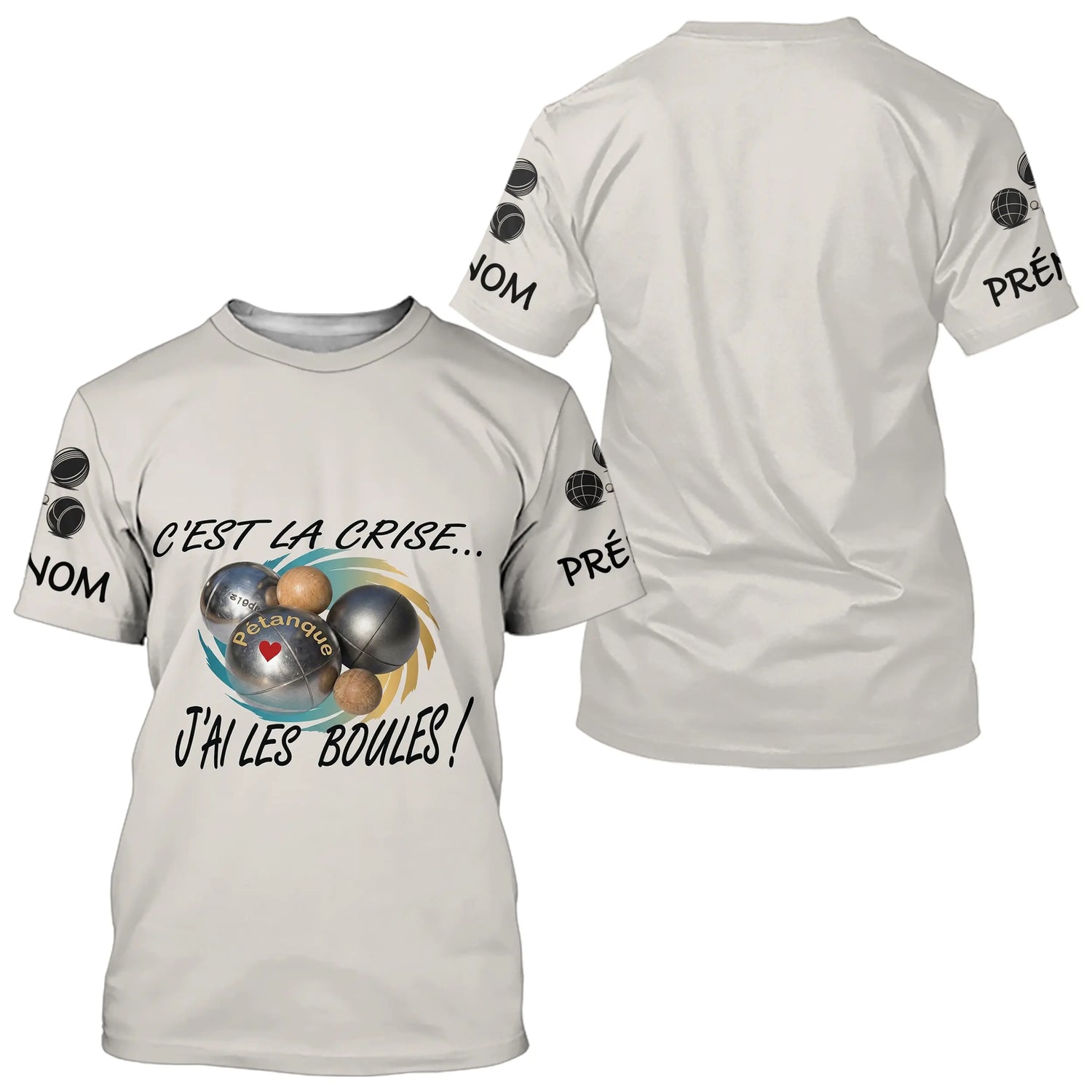 Polo Pétanque Beige Humour - "J'ai les Boules" Personalisé - T-Shirt Homme