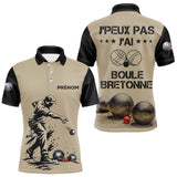 Polo Pétanque Beige & Noir - Boule Bretonne Personnalisé - Polo Homme