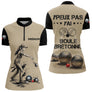 Polo Pétanque Beige & Noir - Boule Bretonne Personnalisé - Polo Zippé Femme