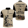 Polo Pétanque Beige & Noir - Boule Bretonne Personnalisé - Polo Zippé Homme