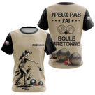 Polo Pétanque Beige & Noir - Boule Bretonne Personnalisé - T-Shirt Femme