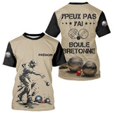 Polo Pétanque Beige & Noir - Boule Bretonne Personnalisé - T-Shirt Homme