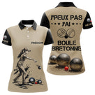 Polo Pétanque Beige & Noir - Personnalisé Boule Bretonne - Polo Femme