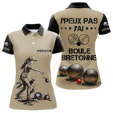 Polo Pétanque Beige & Noir - Personnalisé Boule Bretonne - Polo Femme