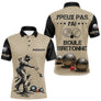 Polo Pétanque Beige & Noir - Personnalisé Boule Bretonne - Polo Homme