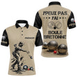 Polo Pétanque Beige & Noir - Personnalisé Boule Bretonne - Polo Homme