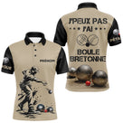 Polo Pétanque Beige & Noir - Personnalisé Boule Bretonne - Polo Homme