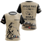 Polo Pétanque Beige & Noir - Personnalisé Boule Bretonne - T-Shirt Femme