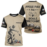 Polo Pétanque Beige & Noir - Personnalisé Boule Bretonne - T-Shirt Homme