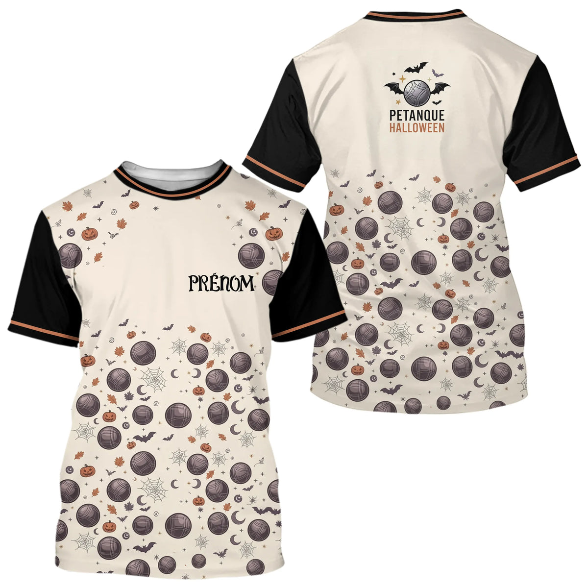 Polo Pétanque Beige & Noir Personnalisé - Halloween Homme Femme - T-Shirt Homme