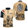 Polo Pétanque Beige Personnalisé - Vintage Passion Bouliste - Polo Zippé Homme