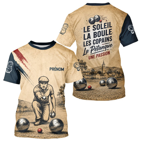Polo Pétanque Beige Personnalisé - Vintage Passion Bouliste - T-Shirt Homme