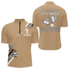 Polo Pétanque Beige Sable Humour - Personnalisation Exclusive - Polo Zippé Homme