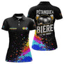 Polo Pétanque Bière Boules - Noir & Fluore Personnalisé - Polo Femme