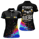 Polo Pétanque Bière Boules - Noir & Fluore Personnalisé - Polo Femme