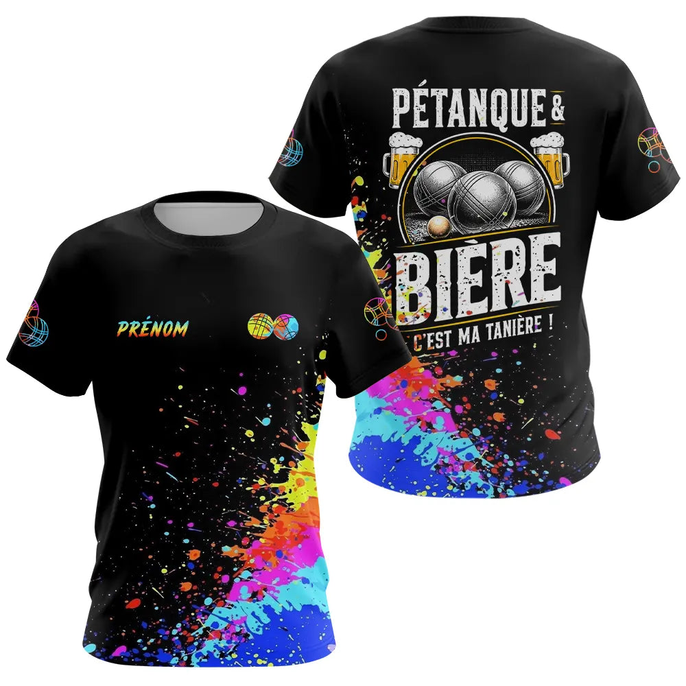 Polo Pétanque Bière Boules - Noir & Fluore Personnalisé - T-Shirt Femme