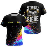 Polo Pétanque Bière Boules - Noir & Fluore Personnalisé - T-Shirt Femme