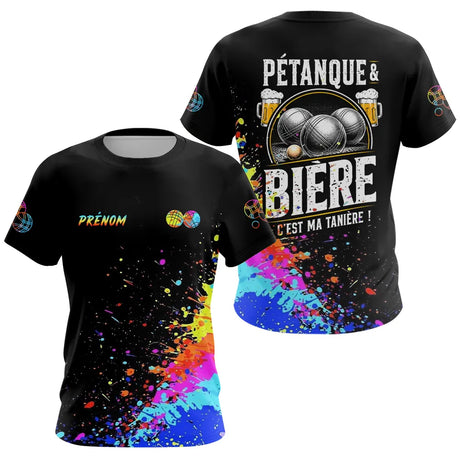 Polo Pétanque Bière Boules - Noir & Fluore Personnalisé - T-Shirt Femme