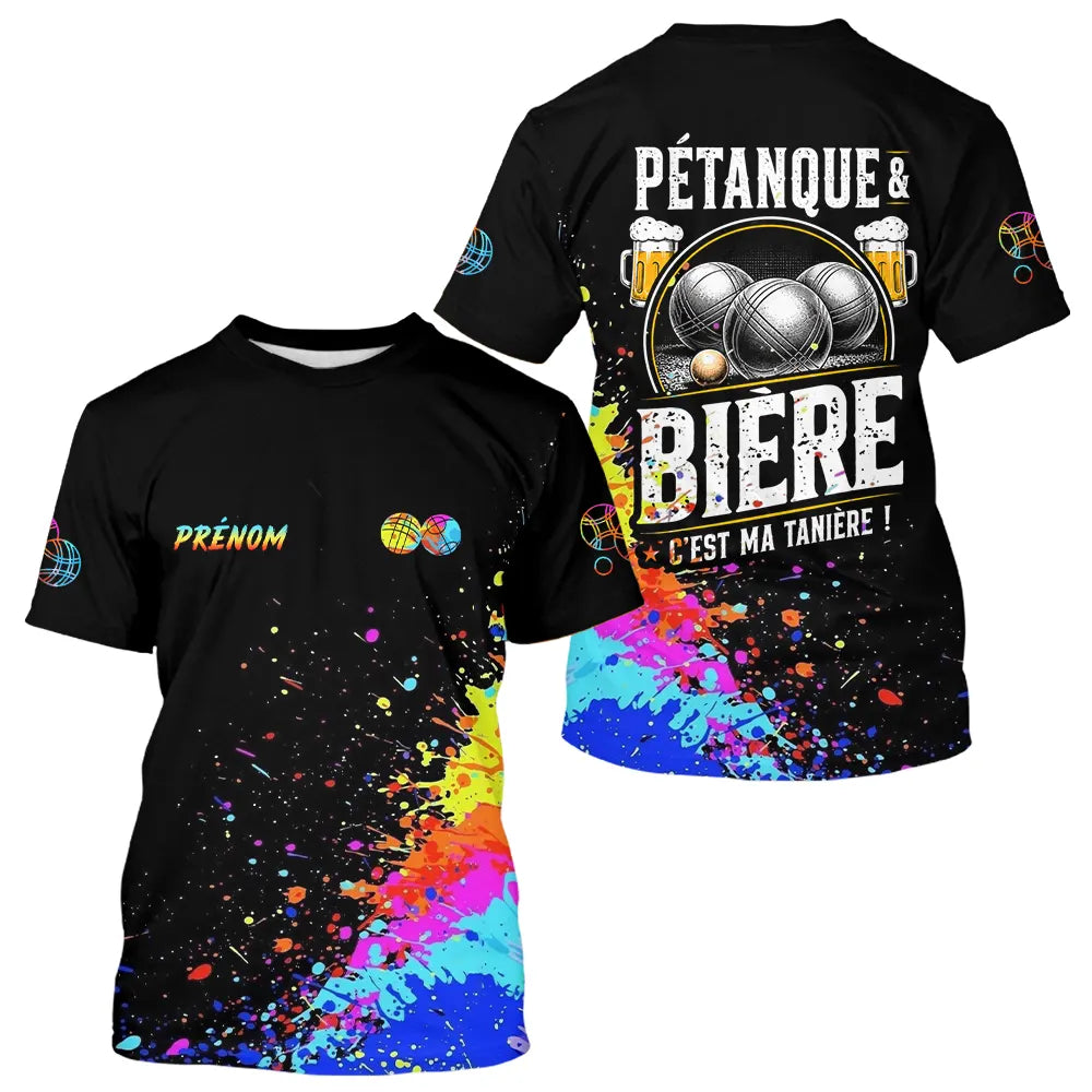 Polo Pétanque Bière Boules - Noir & Fluore Personnalisé - T-Shirt Homme