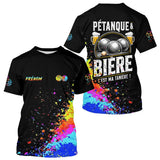 Polo Pétanque Bière Boules - Noir & Fluore Personnalisé - T-Shirt Homme