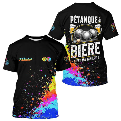 Polo Pétanque Bière Boules - Noir & Fluore Personnalisé - T-Shirt Homme