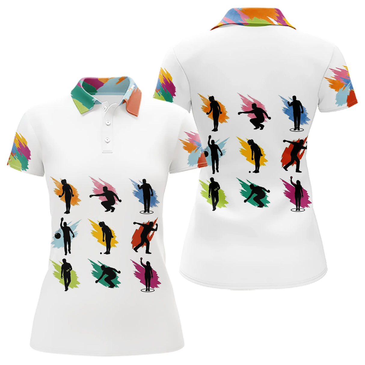Polo Pétanque Blanc - Motifs Paint Splash - Polo Femme