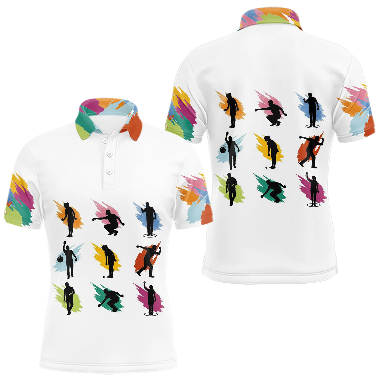 Polo Pétanque Blanc - Motifs Paint Splash - Polo Homme