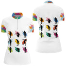 Polo Pétanque Blanc - Motifs Paint Splash - Polo Zippé Femme