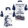 Polo Pétanque Blanc & Bleu - Boule Bretonne Personnalisé - Polo Homme