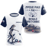 Polo Pétanque Blanc & Bleu - Boule Bretonne Personnalisé - T-Shirt Femme