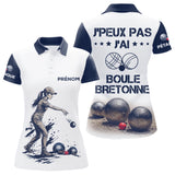 Polo Pétanque Blanc & Bleu - Personnalisé Boule Bretonne - Polo Femme